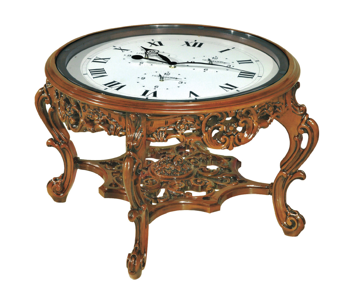 Couchtisch deren Oberfläche eine große Uhr ziert - Stil Designer Moebel - Berlin