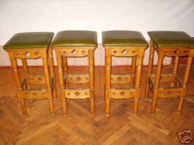  4 Barhocker Holz-Massiv Handarbeit - Stil Designer Moebel - Lipp-Erdmannsdorf